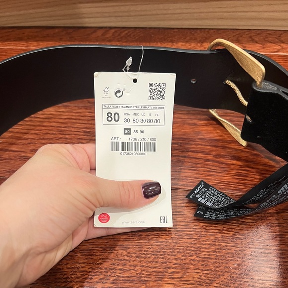 BNWT ZARA Velvet Belt With Gold Buckle Size 30 - Picture 9 of 11